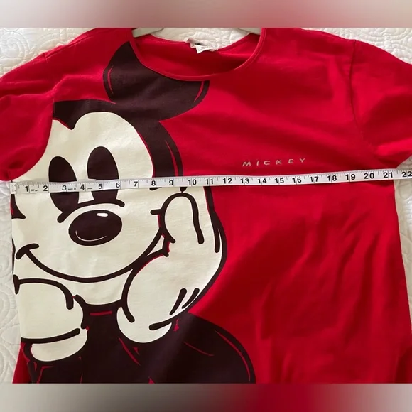 Walt Disney World Women's Red Mickey Mouse Face Tee Sz Large - Picture 7 of 9